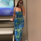 SC Printed Backless Slim Bandage Dress GPBY-13235