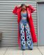 SC Hollow Out Embroidered Heart Straight Leg Jeans TK-6332
