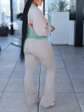 SC Long Sleeve Zipper Color Block Two Piece Pants Set AIL-301