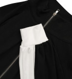 SC Long Sleeve Zipper Color Block Two Piece Pants Set AIL-301