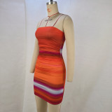 SC Print Wrap Chest Pleated Mini Dress GPBY-15711