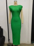SC Solid Color Sleeveless Backless Bodycon Dress GPBY-13364