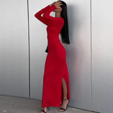 SC Long Sleeve Solid Color Maxi Dress GPBY-14798