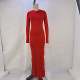 SC Long Sleeve Solid Color Maxi Dress GPBY-14798