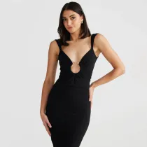 SC V Neck Backless Irreguar Split Maxi Dress GPBY-15783