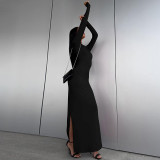 SC Long Sleeve Solid Color Maxi Dress GPBY-14798