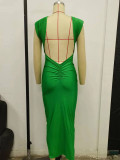 SC Solid Color Sleeveless Backless Bodycon Dress GPBY-13364