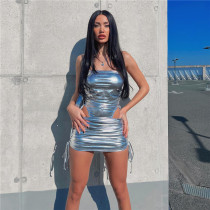 SC Drawstring Wrap Bodysuit And Skirt Sexy Suit GPBY-14426