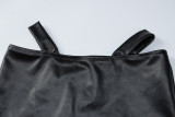 SC PU Leather Solid Color Sexy Skirts Set GPBY-13518