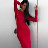 SC Long Sleeve Solid Color Maxi Dress GPBY-14798