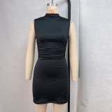 SC Solid Color Sleeveless Slim Mini Dress GPBY-15923