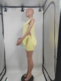 SC Solid Color Sleeveless Sweater Two Piece Shorts Set GMJL-MS003