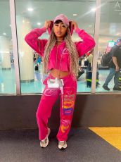 SC Hooded Thickened Print Long Sleeve Pant Suit GMJL-XH0008