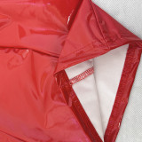 SC PU Leather Halterneck V Neck Mini Dress GPBY-15112