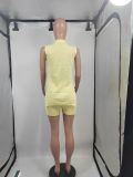 SC Solid Color Sleeveless Sweater Two Piece Shorts Set GMJL-MS003