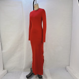 SC Long Sleeve Solid Color Maxi Dress GPBY-14798
