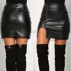 SC Fashion PU Leather Bandage Skirt GPBY-2177