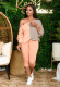 SC Slash Shoulder Color Block Two Piece Pants Set QXTF-883