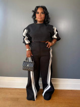SC Stripe Long Sleeve Sweatshirt Straight Pants Suit OLYF-6167