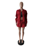 SC Webbing Jacket Skirt Solid Color 2 Piece Set MEM-88613