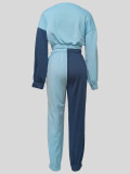 SC Padded Long Sleeve Drawstring Color Block Sweatshirt Suit MIL-085