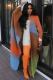 SC Casual Color Block Loose Knits Long Coat TR-1320