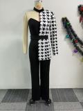 SC Print Single Shoulder Wide Leg Jumpsuit 2 Piece Set NY-10950