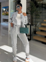 SC Long Sleeve Zipper Hooded Sweatshirt Pants Sport Suit MIL-096