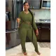SC Long Sleeve Solid Color Two Piece Pants Set QXTF-8112