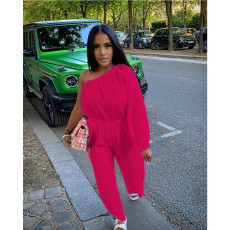 SC Single Shoulder Solid Loose Jumpsuit QXTF-8313