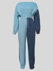 SC Padded Long Sleeve Drawstring Color Block Sweatshirt Suit MIL-085