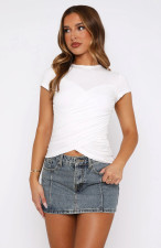 SC Cross Pleated Yoga Short Sleeve Tops MZ-2881