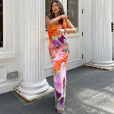 SC Fashion Print Backless Sling Maxi Dress GPBY-14466