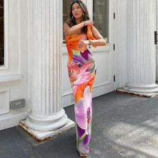 SC Fashion Print Backless Sling Maxi Dress GPBY-14466