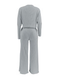 SC Fashion Long Sleeve Solid Color Jumpsuit 2 Piece Set ZDF-31375