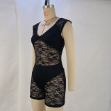 SC Tight See Through Embroider Romper GPBY-15118