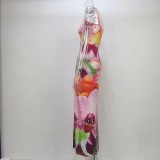 SC Fashion Print Backless Sling Maxi Dress GPBY-14466