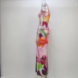 SC Fashion Print Backless Sling Maxi Dress GPBY-14466