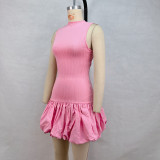 SC Solid Color Backless Pleated MinI Dress GPBY-15792