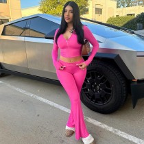 SC Long Sleeve Hooded Tops And Flare Pants Suit GPBY-15986