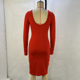 SC Square Neck Solid Color Midi Dress GPBY-14582