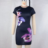 SC Short Sleeve Print Two Piece Skirts Set GPBY-15452