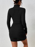 SC Solid Color High Collar Mini Dress GYSQ-CDEF1820