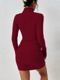 SC Solid Color High Collar Mini Dress GYSQ-CDEF1820