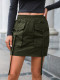 SC Solid Color Multi-pockets Skirts GYSQ-ZRDK0190