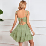 SC Solid Color Sleeveless Sling Mini Dress GYSQ-CDCL0730
