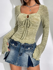SC Flare Sleeve Hollow Out T Shirt GYSQ-YCDG0810