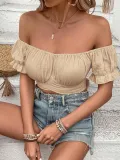 SC Bubble Short Sleeve Tie Up Tops GYSQ-CVEA2510