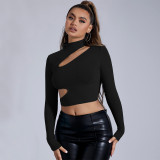 SC Solid Color Hollow Out T Shirt GYSQ-CTDJ1840