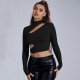 SC Solid Color Hollow Out T Shirt GYSQ-CTDJ1840